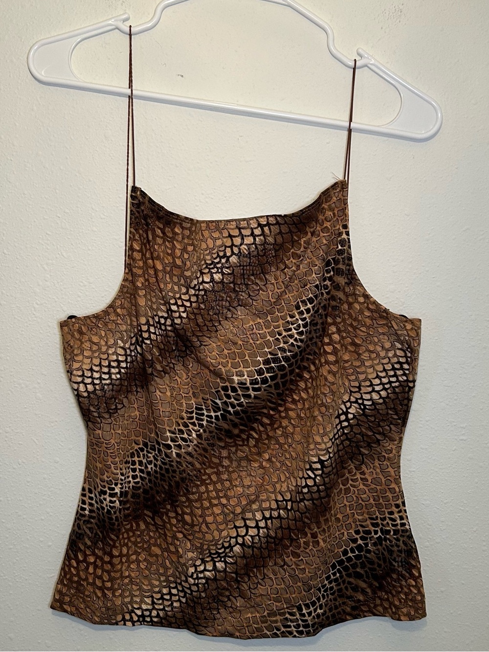 XOXO Y2K Snake Animal Print Going Out Top Cowl Neck Cami M/L* Stretch Slinky USA